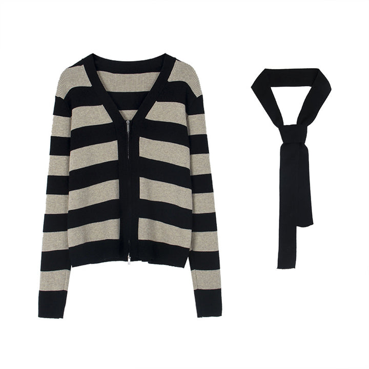 Dame afslappet cardigan med elegant sjalskrave og lynlås Stilla