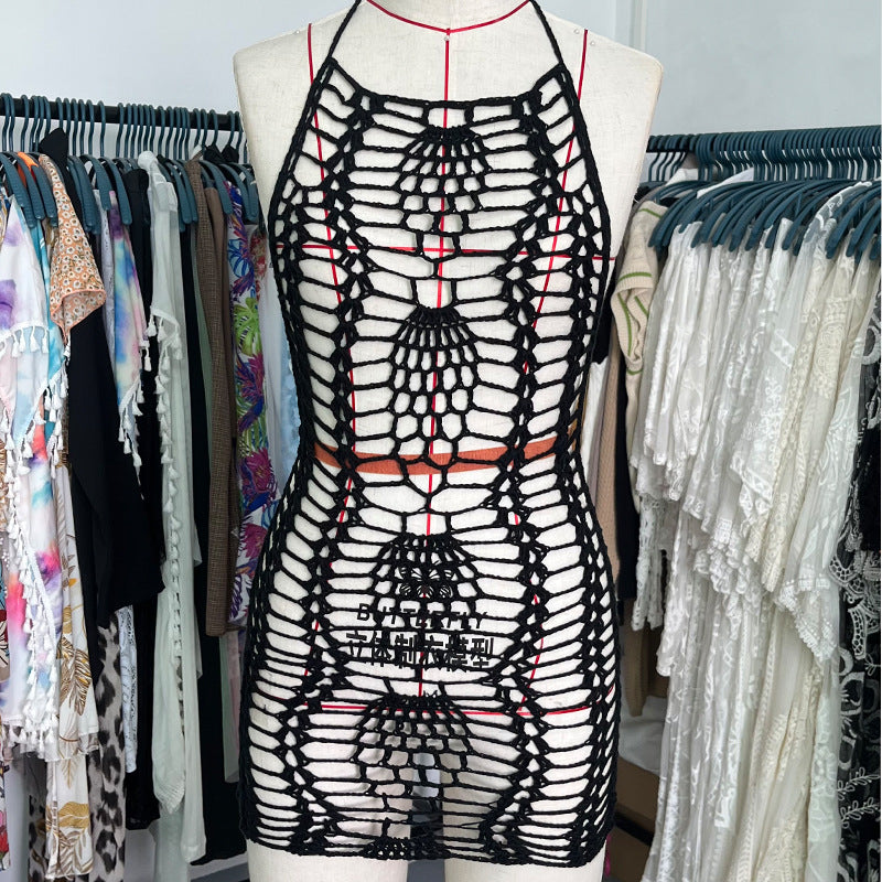 Dame hækle-strandtunika med luftig struktur og legende frynser Skovae