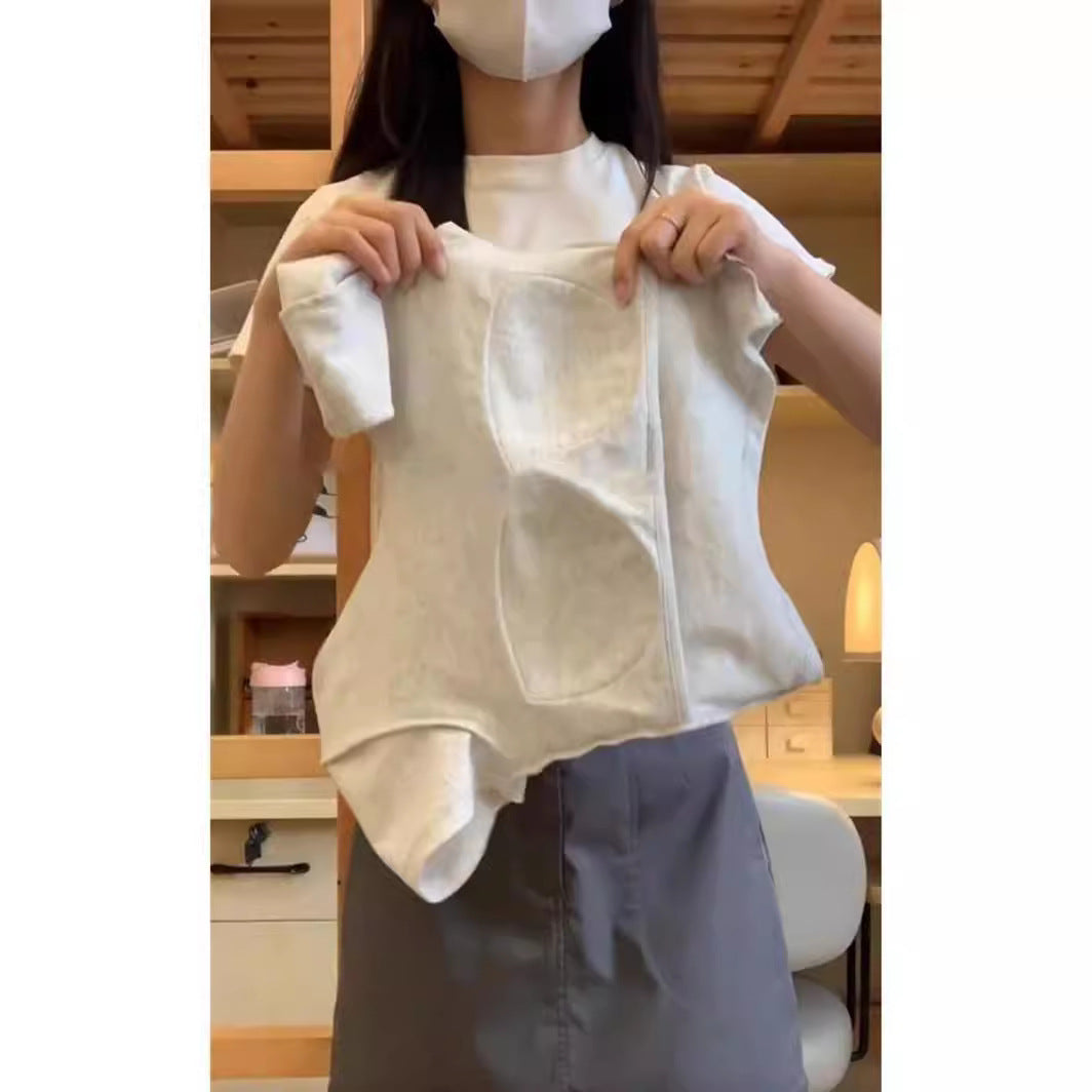 Femme Stilfuld Kortærmet T-Shirt med V-udskæring og Snøre Detalje Stilla