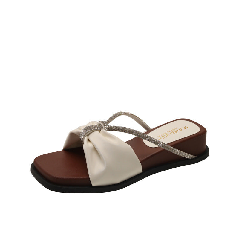 Dame Stilige Flade Slide Sandaler med Sløjfe-Detalje Stilla