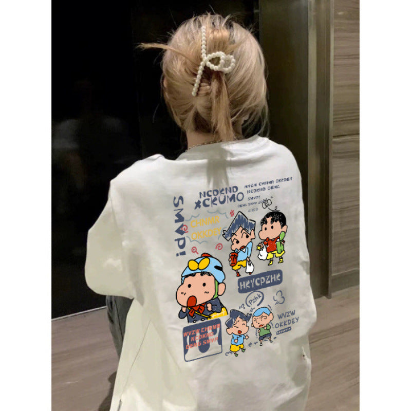 Dame T-shirt med sjov karaktertryk og oversized pasform Stilla