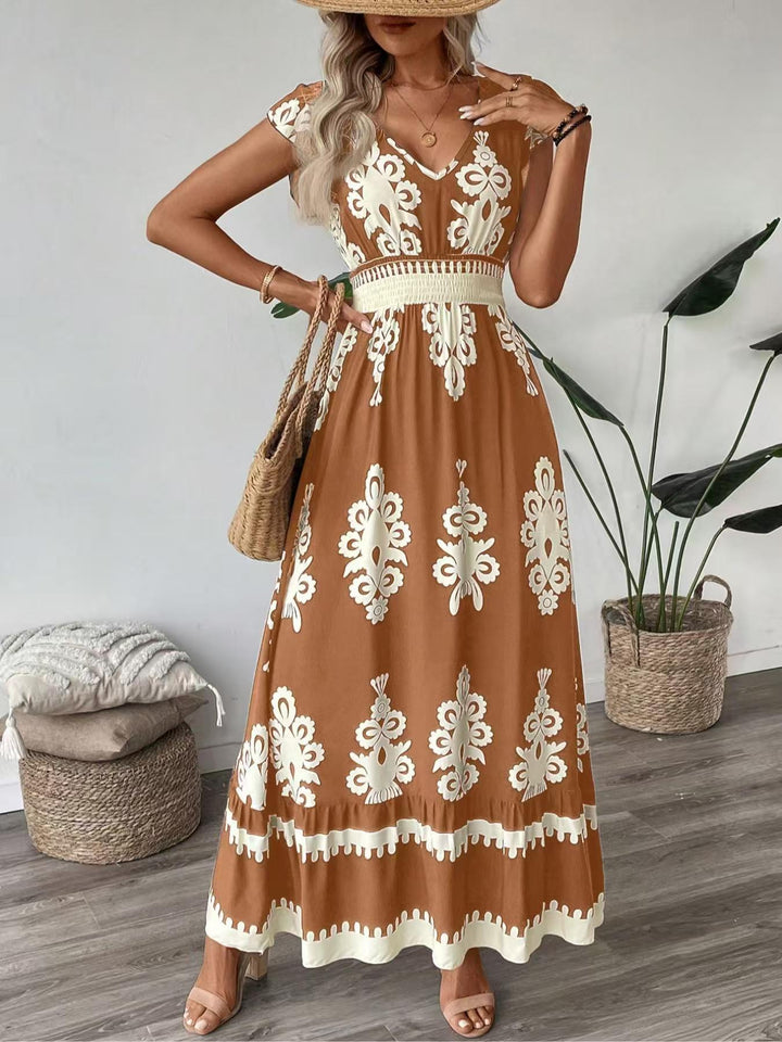 Dame Elegant Maxikjole med detaljeelskende Floral Design Stilla
