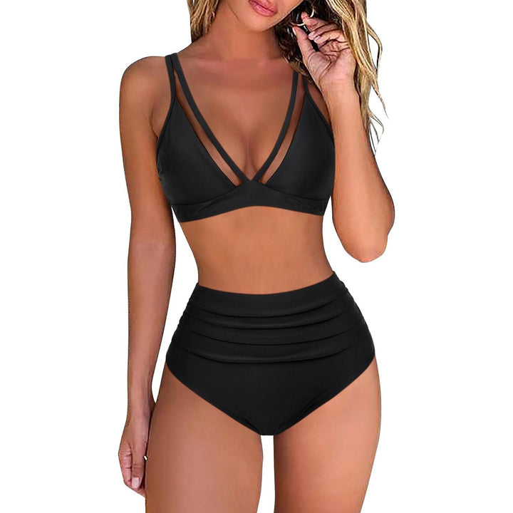 Femme Højskåret Leopardsmønster Bikini Sæt Stilla