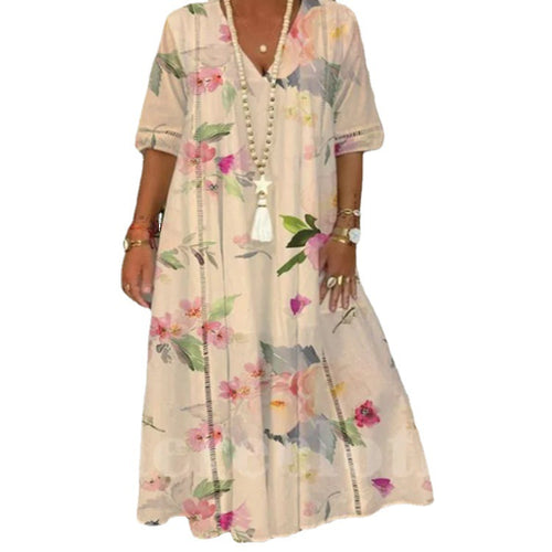 Dame maxikjole med blomsterede mønstre Stilla