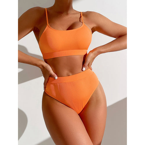 Dame Højskåret Bikini med elastisk design og moderigtigt Crop-Top Stilla
