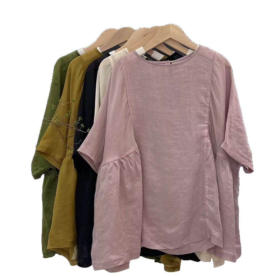 Femme Flydende Lag Leinen Top Stilla