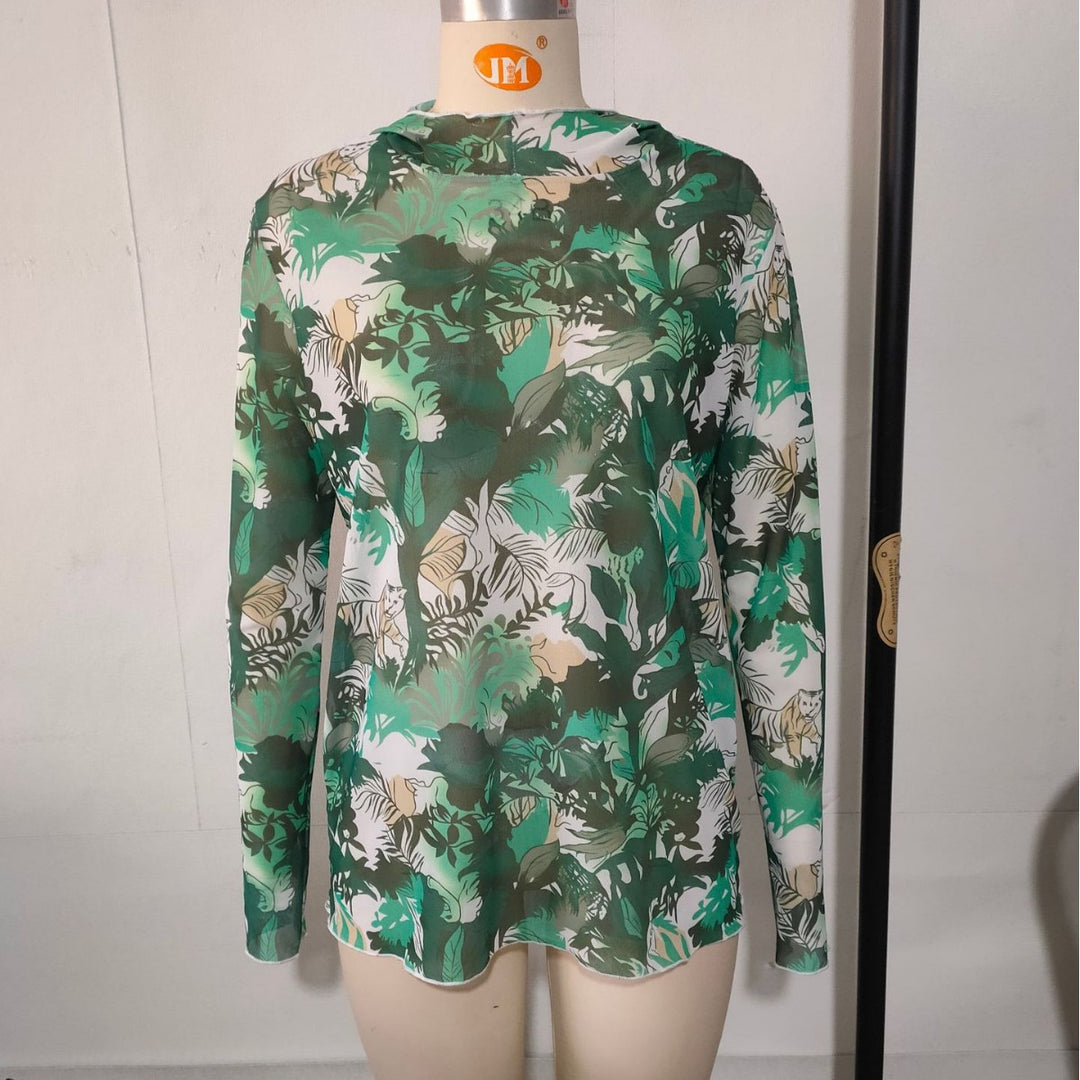 Herre Langærmet Badeoberdel med blomstret design Skovae