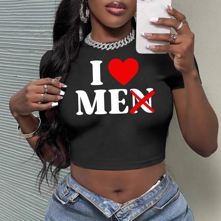 Dame Crop-Top med kunstnerisk statement-tryk Skovae