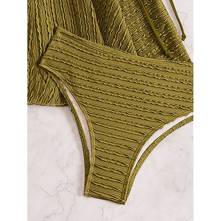 Dame Tankini med rynket design og sidelange bindebånd Skovae