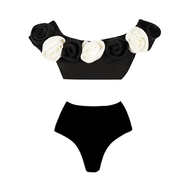 Dame Bikini-sæt med elegant blomsterdekoration og høj talje Stilla