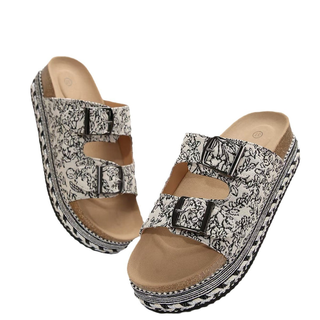Dame Wedge-sandaler med dekorativt blomsterdesign og komfortabelt fodseng Stilla