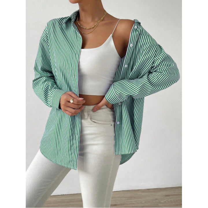 Dame Oversize Skjorte med fine Striber Stilla