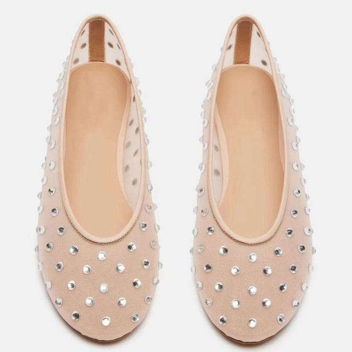 Dame strass-prydede ballerina flats  Stilla