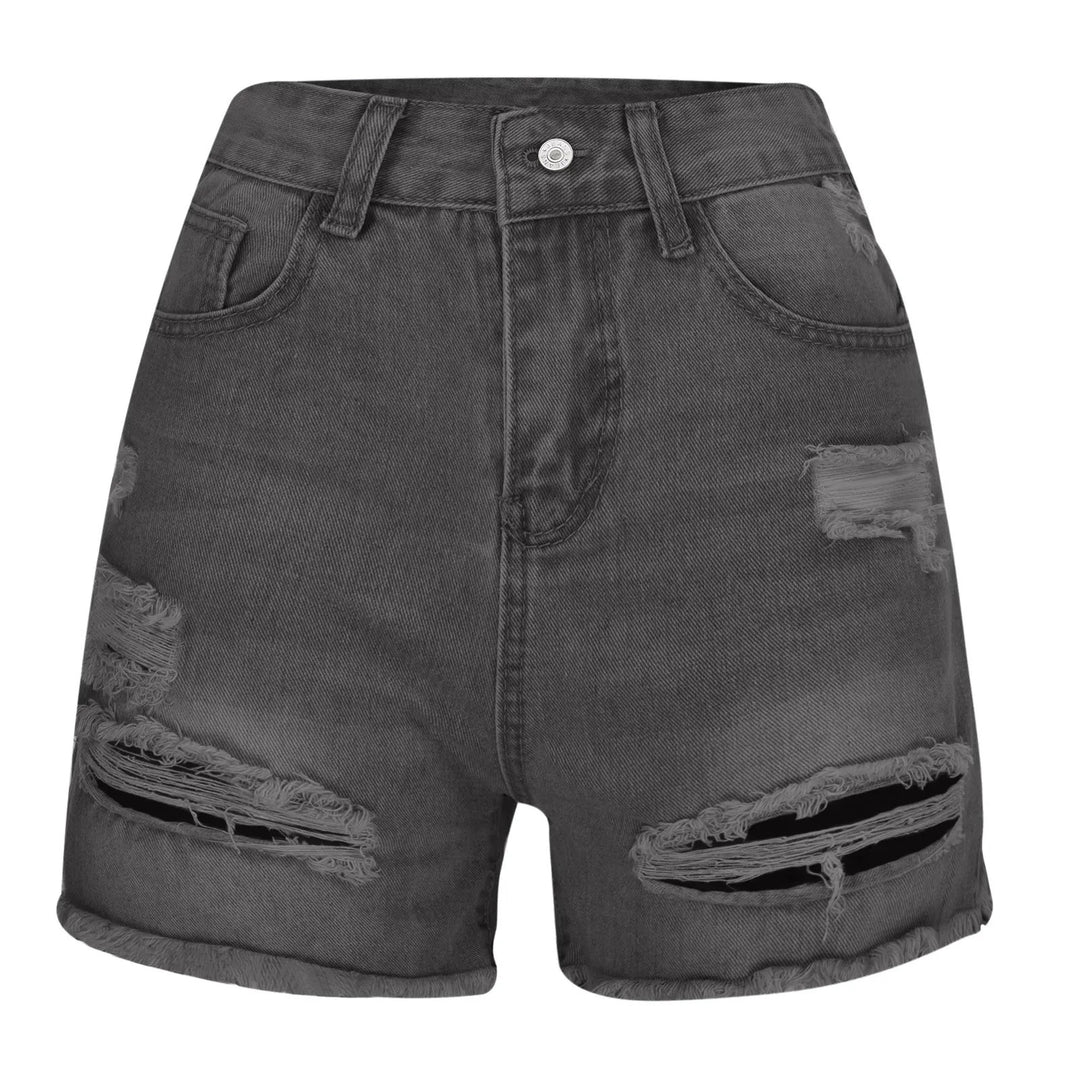 Damer Destroyed Jeans-Shorts med frynset kant og høj talje Stilla