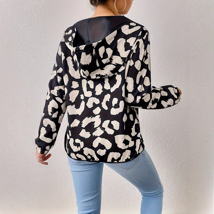 Dame moderigtig leopard-print jakke med elastiske manchetter Stilla