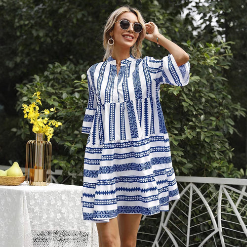 Dame luftigt sommerkjole med trendy mønster Stilla