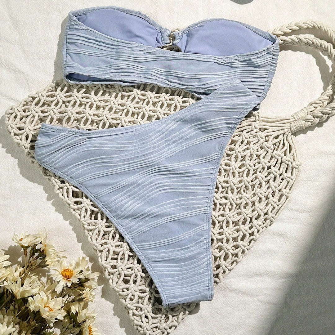 Dame Bandeau-Bikini-sæt med raffinerede folder Skovae
