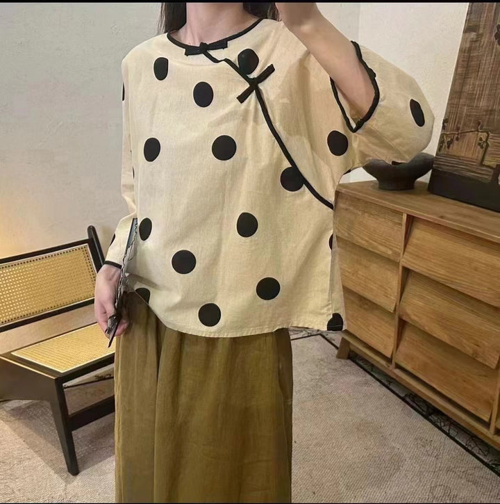 Femme Stilfuld Polka Dot Tunika Overdel Stilla