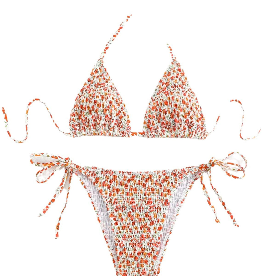 Dame Blomster mønster Triangle Bikini Sæt Stilla 1750839663