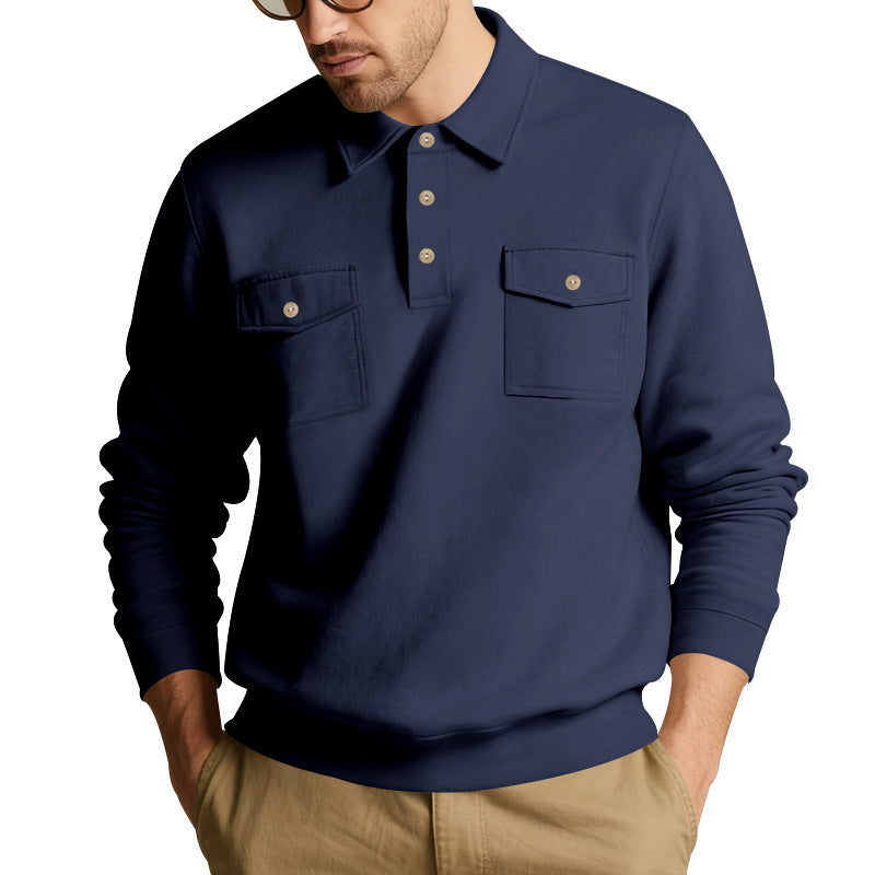 Herren nan Pullover med polokrave og påsatte brystlommer Skovae