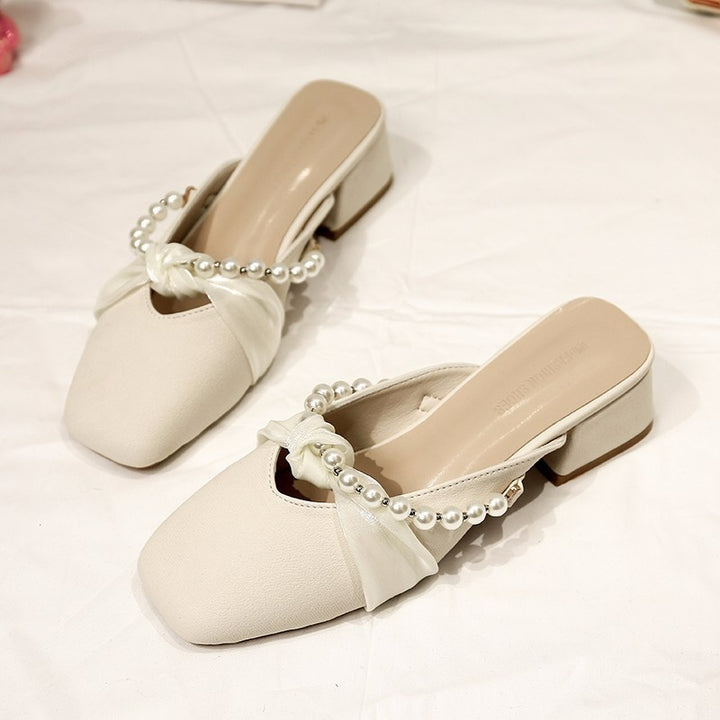 Dame elegante Mules med perleapplikationer og moderigtig sløjfe-design Stilla