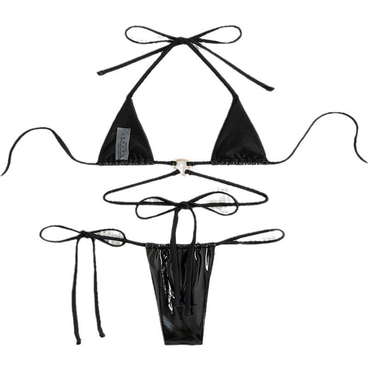 Dame triangel-bikini med justerbare kroge og raffineret snit Skovae