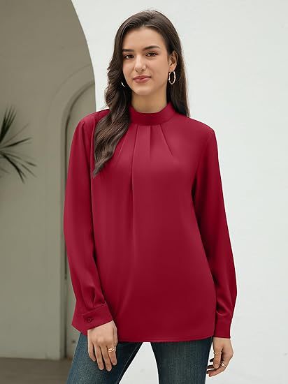 Damebluse med elegant ståkrave Stilla