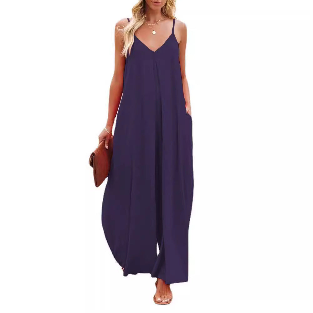 Dame Luftig Maxi-Jumpsuit med Spaghetti-stropper og sidelommer Stilla