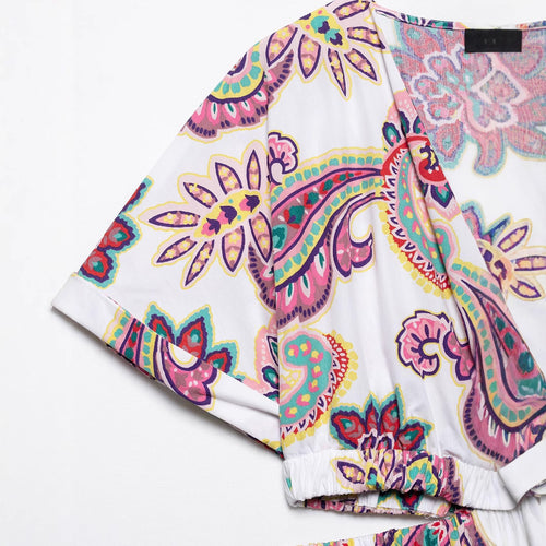 Femme Bohemian Blomsterprint Maxikjole med Flæsekant Stilla