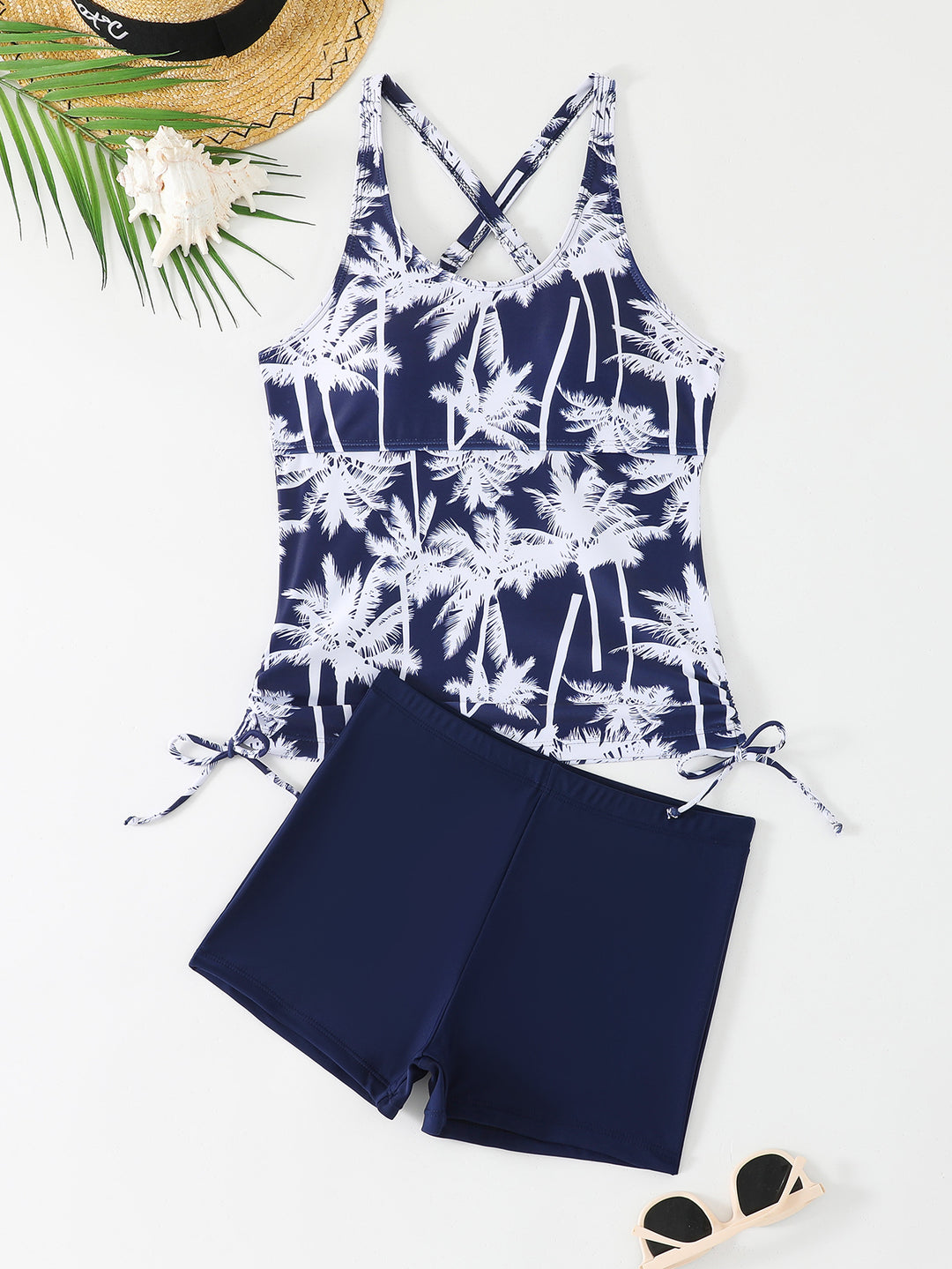 Dame Sporty Tankini-sæt med blomstermotiv og justerbare stropper Skovae