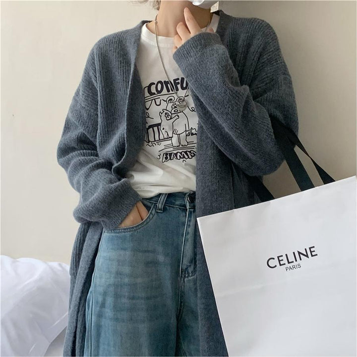 Femme Oversized Strik-Cardigan med lommer Stilla