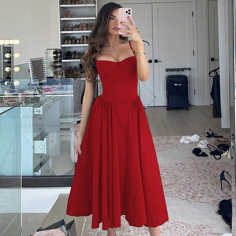 Dame Maxi-kjole med elegant bustier-overdel og flydende nederdel Skovae