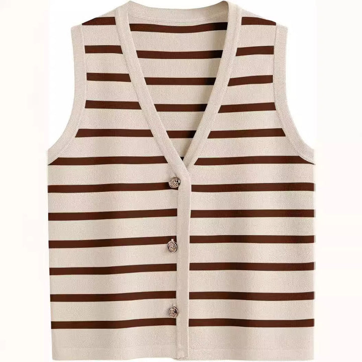 Dame strik cardigan med V-hals og knapper Stilla