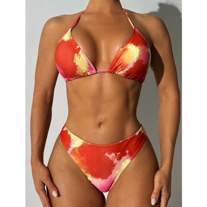 Femme Kunstnerisk Trykt Trekant Bikini Sæt Stilla