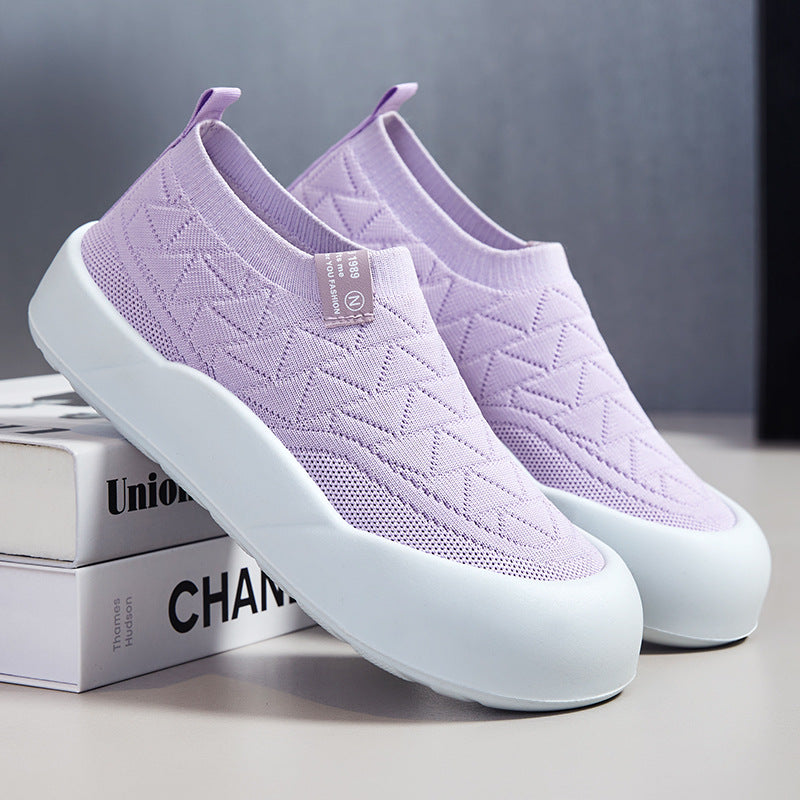 Dame Bequeme Slip-On Sneakers med elastisk strikstruktur og skridsikker sål Stilla