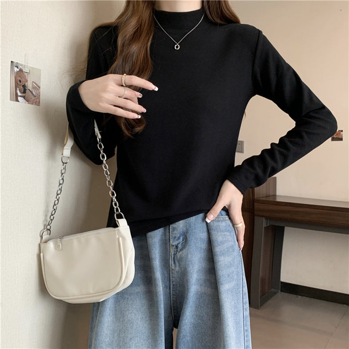 Dame Casual Mock Neck Langeærmetop Stilla