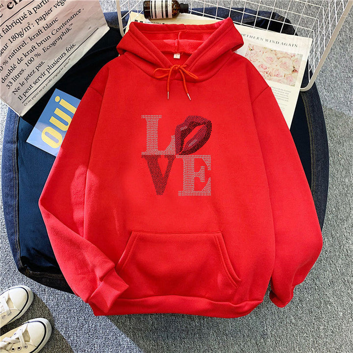 Kvinders hoodie med kreativ læbe-design Skovae