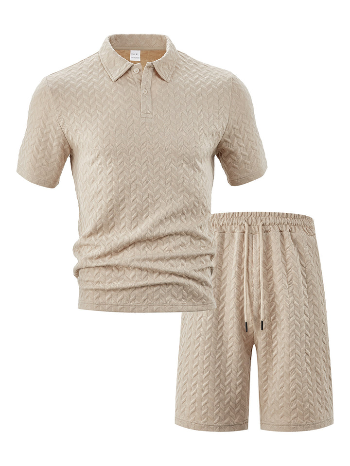 Herre Polo-Shorts-Sæt lavet af åndbart strukturmateriale med moderne design Stilla