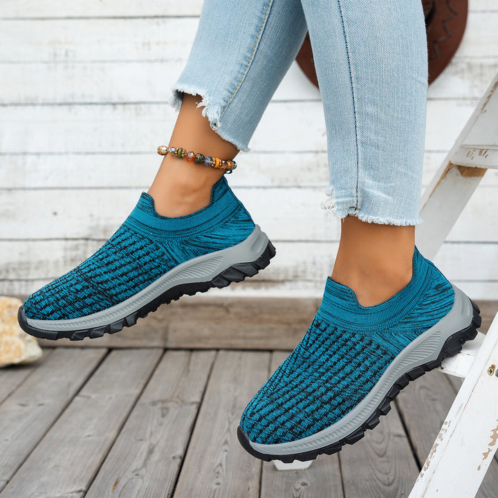 Dame Komfortable Slip-On Sneakers med åndbart strikdesign og skridsikker sål Stilla