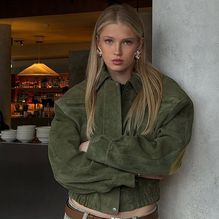 Dame Syntetisk læderjakke i moderigtigt cropped-stil Stilla