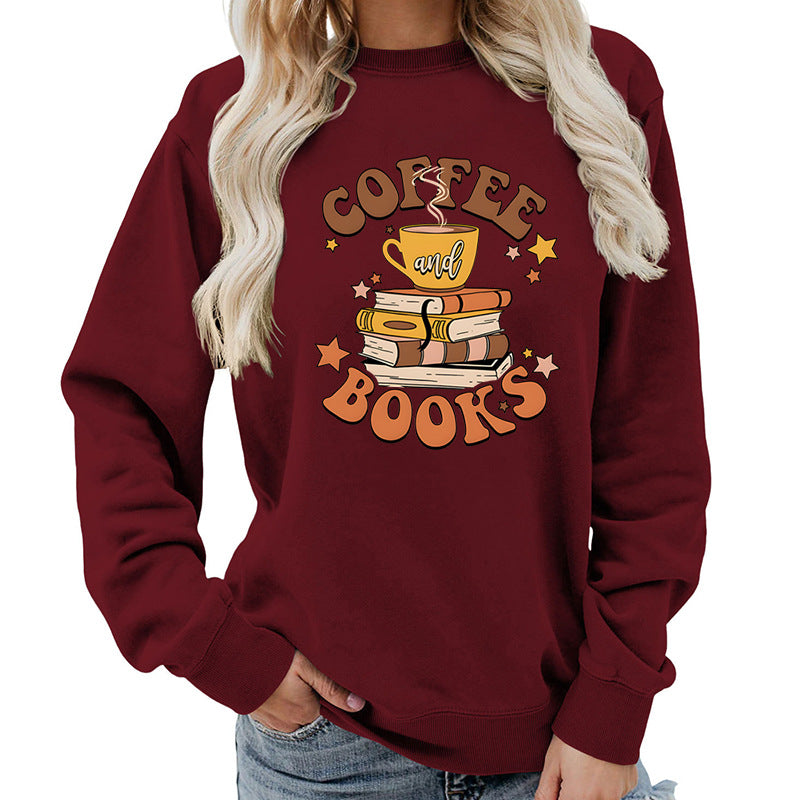Dame sweatshirt med kreativ kaffe bog design Stilla