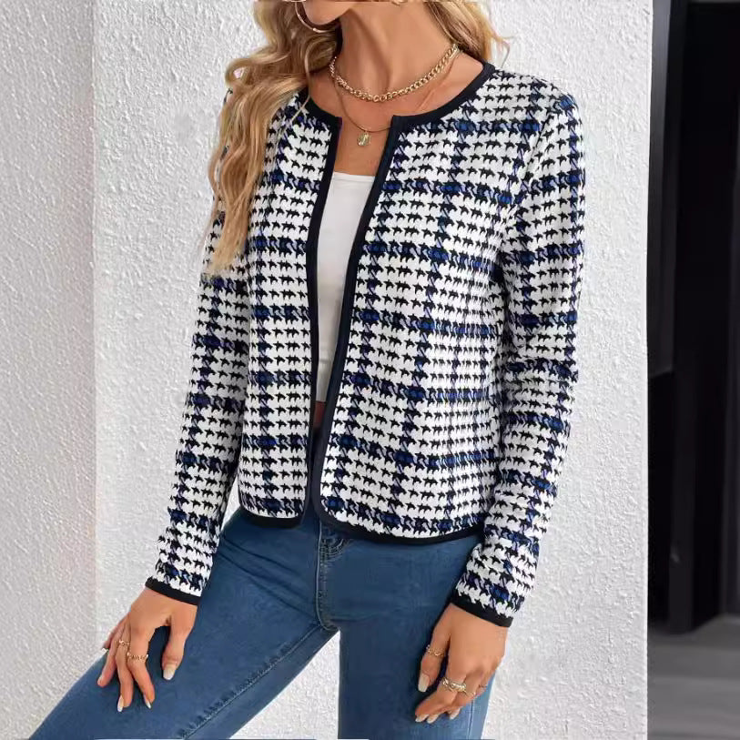 Dame Tweed-jakke i moderneternet ruters design Stilla