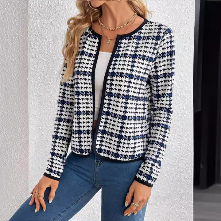 Dame Tweed-jakke i moderneternet ruters design Stilla