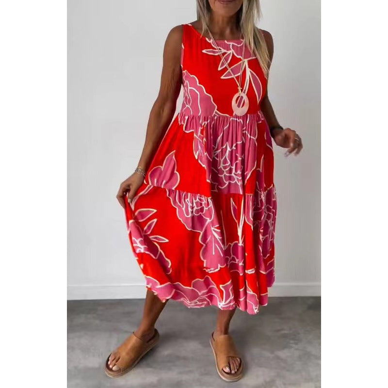 Stilla | Tie-Dress Motefulltrykk Uden Ermer Tie Kjole