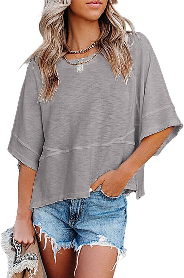 Dame afslappet T-shirt med løs pasform og overdimensionerede ærmer Stilla