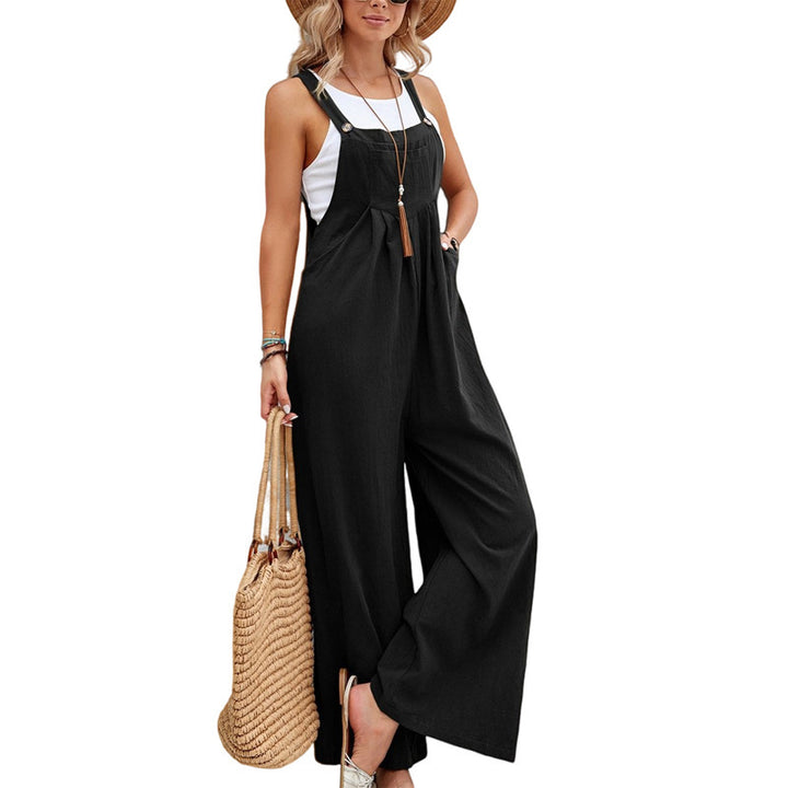 Dame casual jumpsuit med brede ben og justerbare stropper Stilla