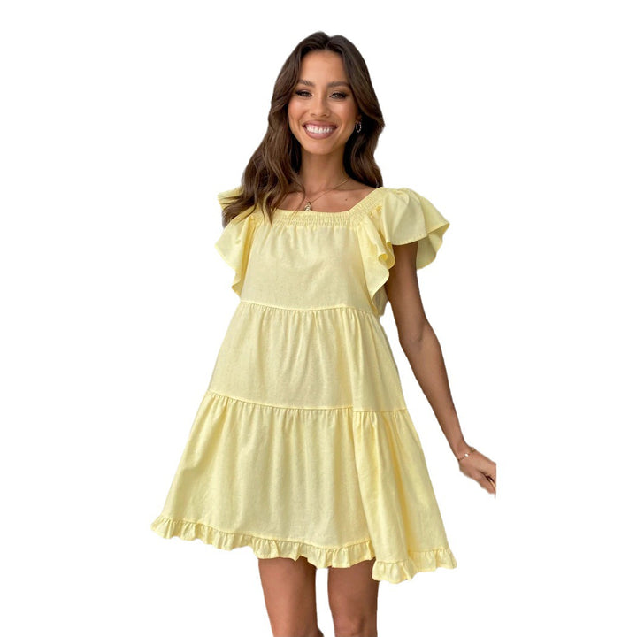 Ladies Off-Shoulder Casual Dress with Ruffle Details Skovae