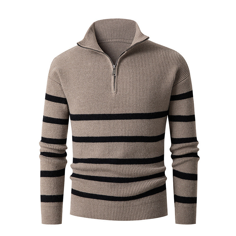 Herre Høj Hals Stribet Pullover Sweater Stilla