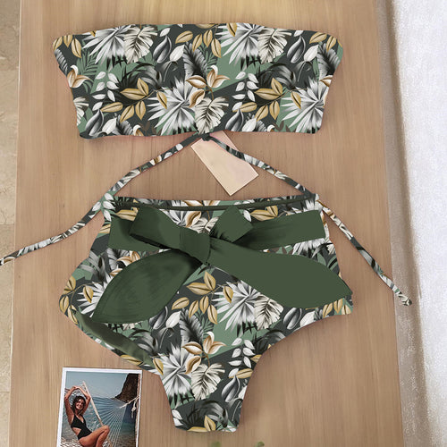 Dame Bikini-sæt med bandeau-overdel og højtaljet trusse Stilla
