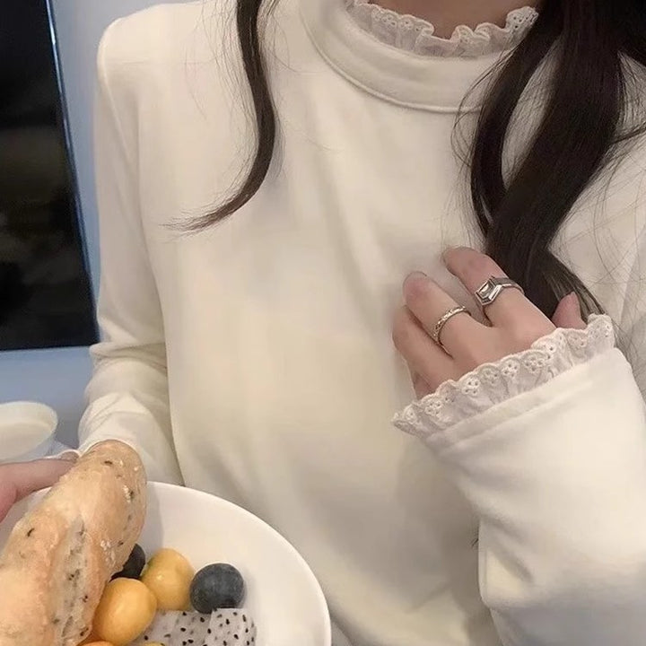 Femme Rüsch Mock Neck Langærmet-Top Stilla